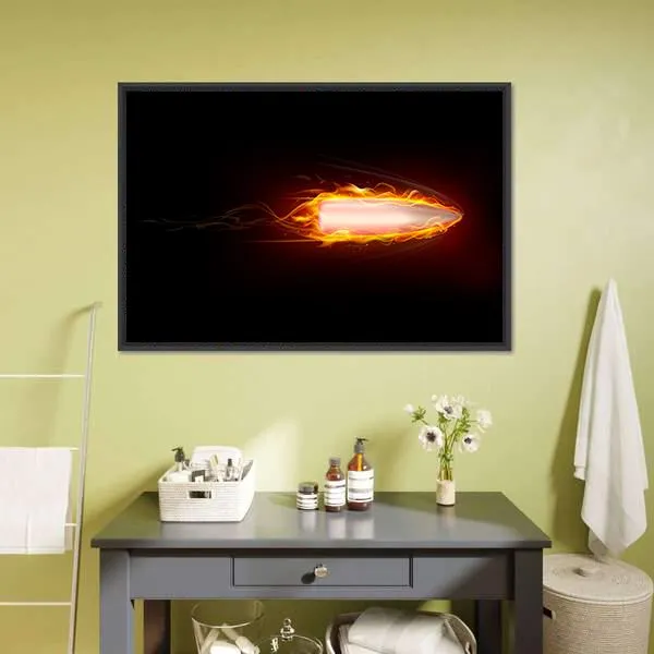 Illustration Of Fiery Bullet Canvas Wall Art
