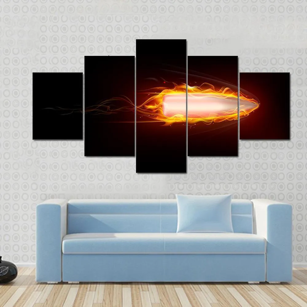Illustration Of Fiery Bullet Canvas Wall Art