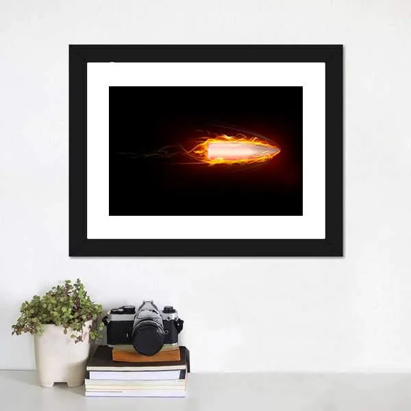 Illustration Of Fiery Bullet Canvas Wall Art