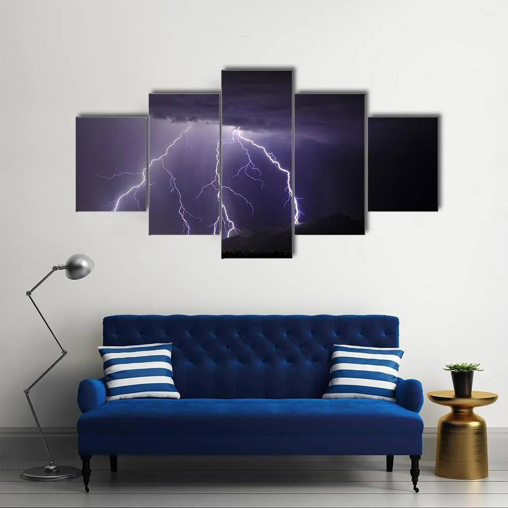 Lightning In Tucson Valley Canvas Wall Art