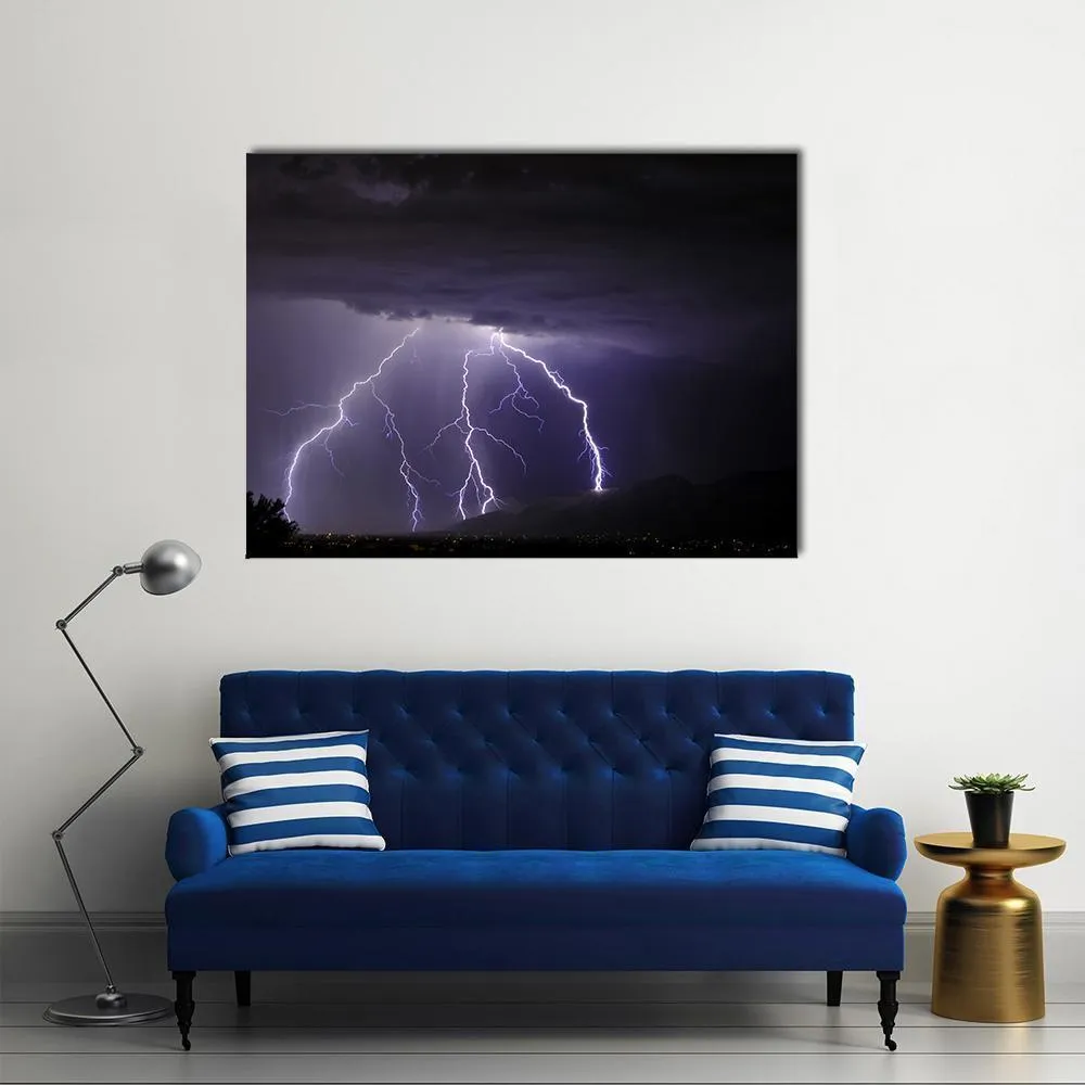Lightning In Tucson Valley Canvas Wall Art