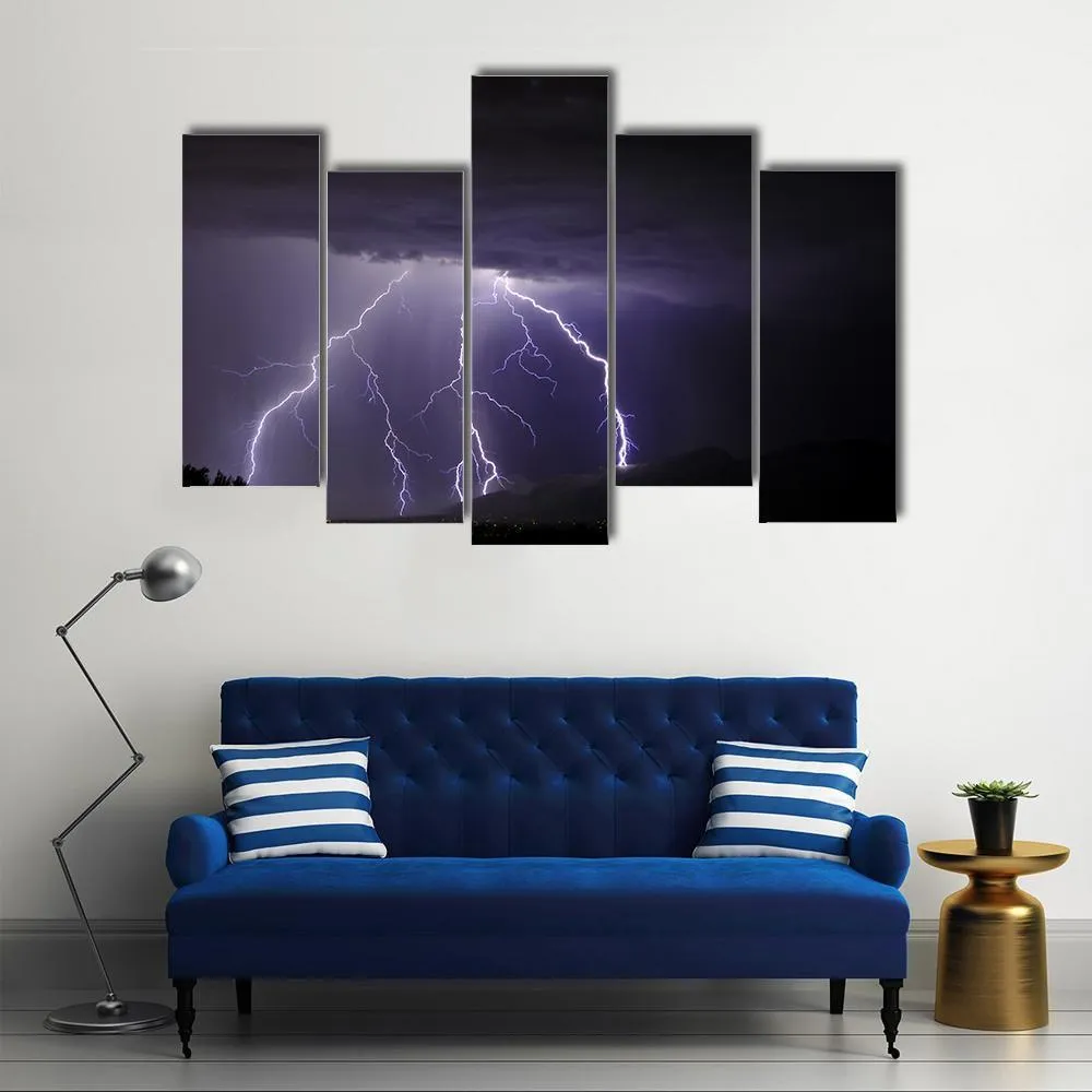 Lightning In Tucson Valley Canvas Wall Art