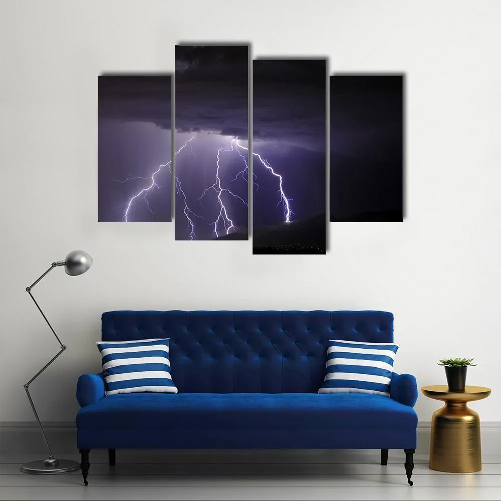 Lightning In Tucson Valley Canvas Wall Art