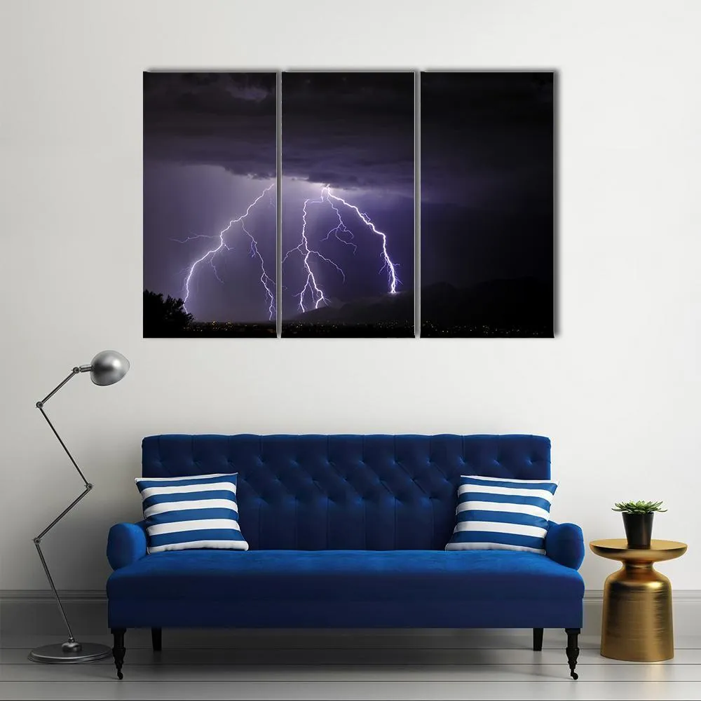 Lightning In Tucson Valley Canvas Wall Art