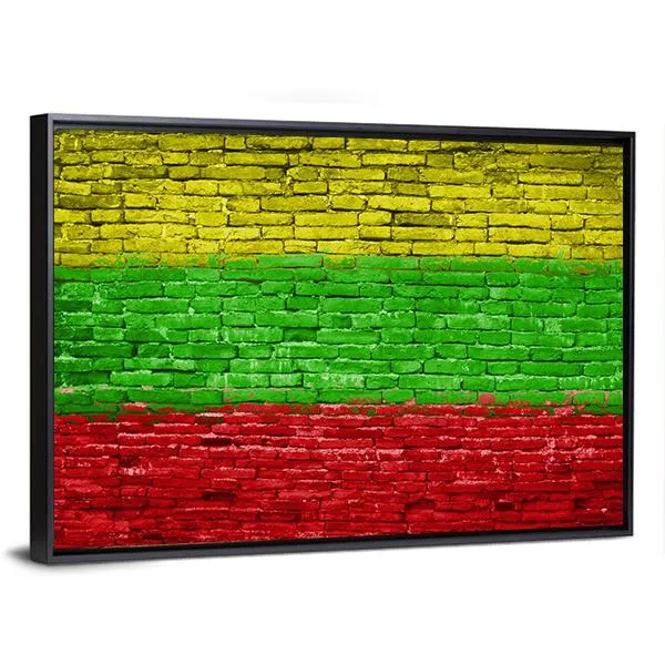 Lithuania Flag On Brick Wall Canvas Wall Art