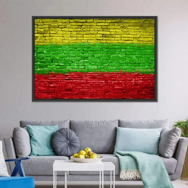 Lithuania Flag On Brick Wall Canvas Wall Art