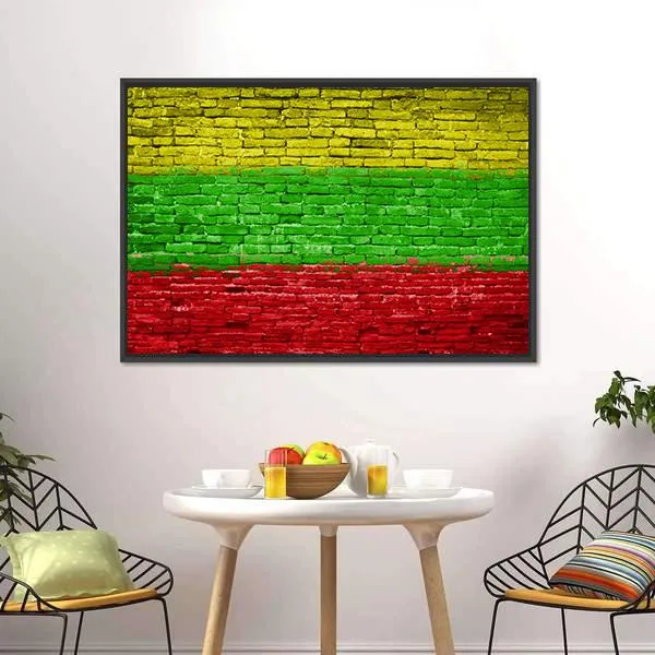 Lithuania Flag On Brick Wall Canvas Wall Art