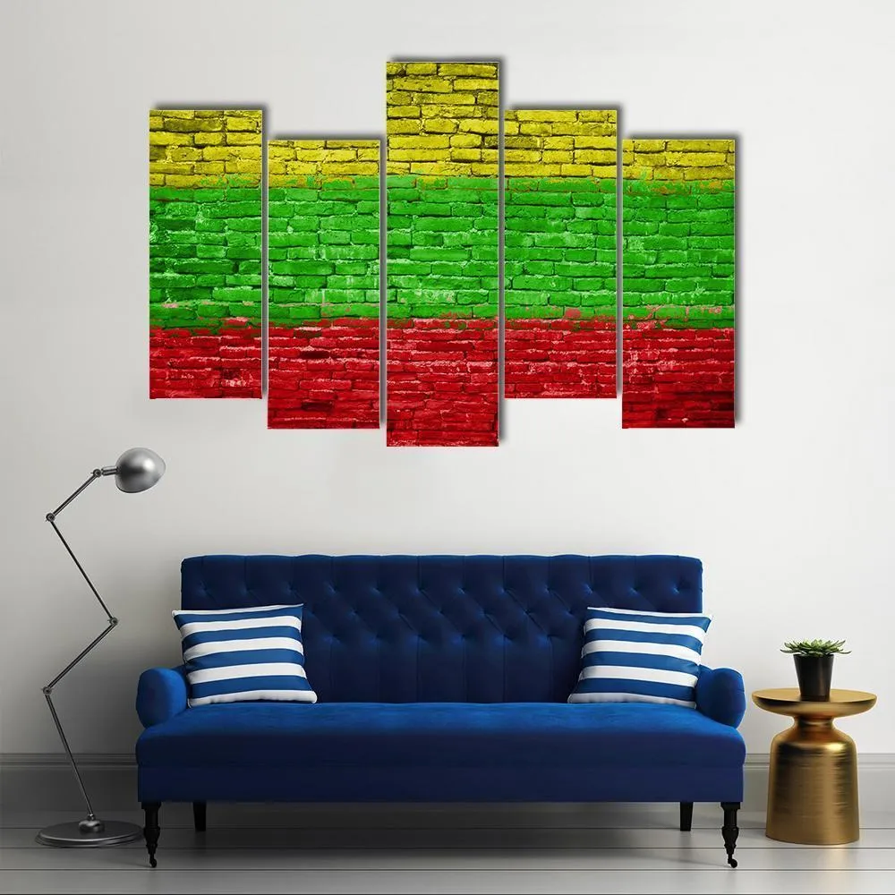 Lithuania Flag On Brick Wall Canvas Wall Art