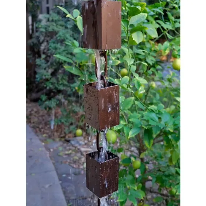 Rain Chain Kenchiku Square Cups- Bronze