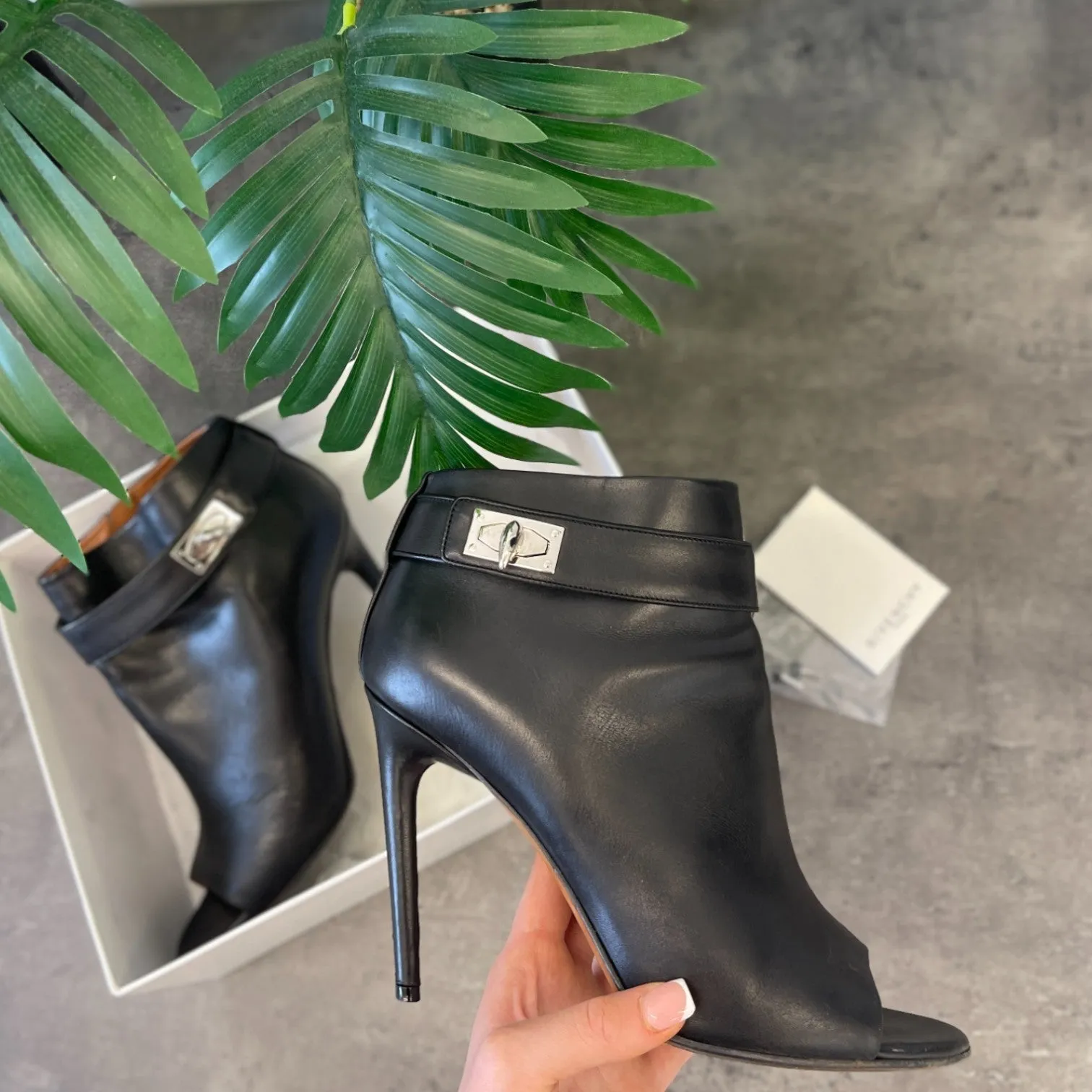 Women's Leather Shark Heeled Boots Black Size EU 41 / UK 8